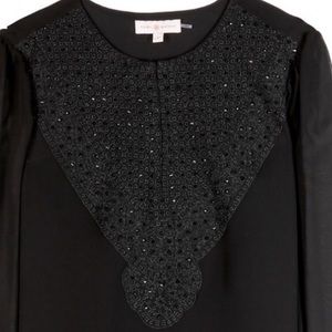 Tory Burch Reese Silk Embellished Tunic Top